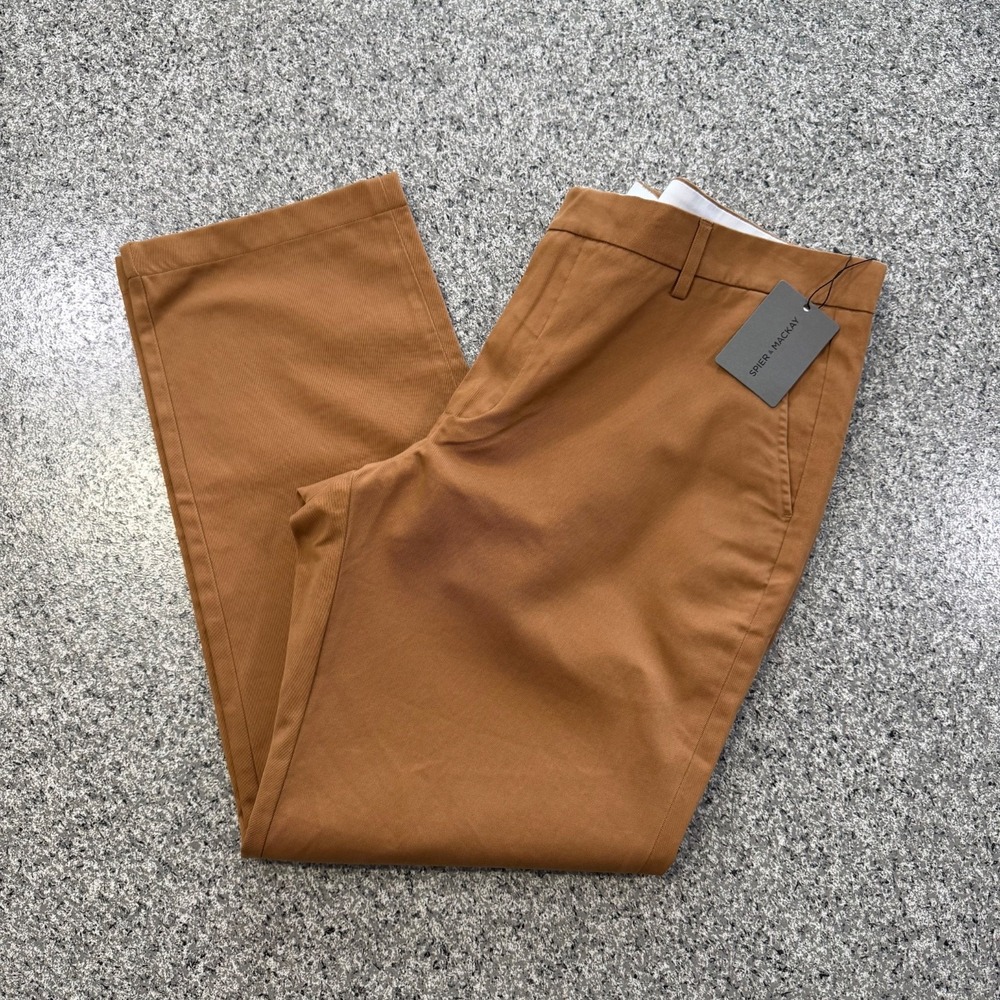Spier & Mackay Pants Mens 38x29 Slim Fit British Khaki Chino Straight Cotton